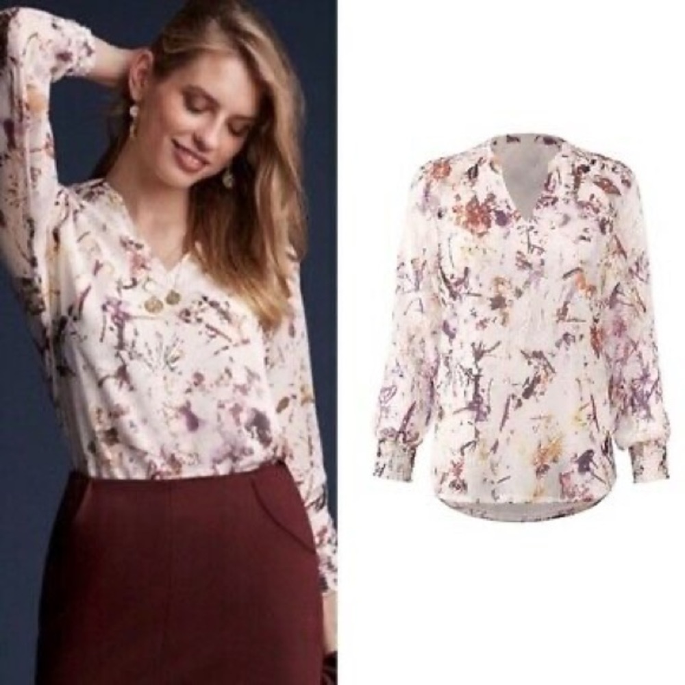 CAbi Goddess Abstract Floral Blouse Size M